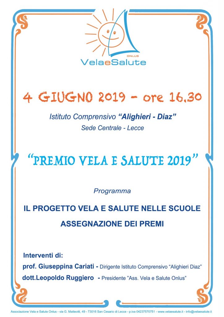 Premiazione progetto Vela e Salute 2019